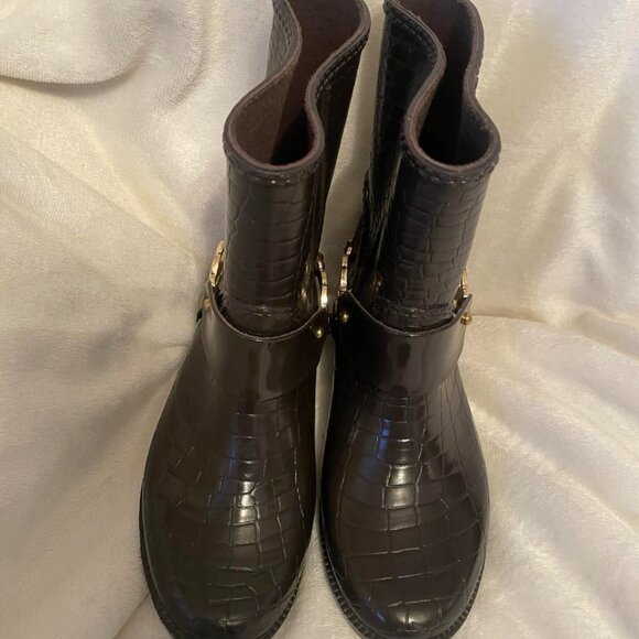NWOT Michael Kors MK Logo Fulton Iconic Harness Equestrian Rain Boots size 6 - Picture 4 of 8